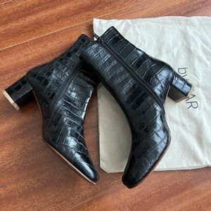 By Far Sofia Croc-Embossed Leather Boots